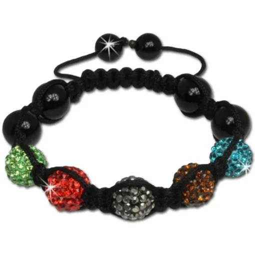 SilberDream Shamballa Armband Zirkonia bunt 5 Glitzer Kugeln SDA925