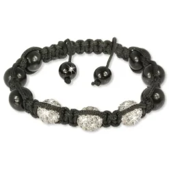 SilberDream Shamballa Armband schwarz mit 3 Kugeln 925 Sterling Silber SDA031
