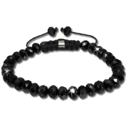 SilberDream Shamballa Armband Glas schwarz 34 geschliffene Kugeln SDA911