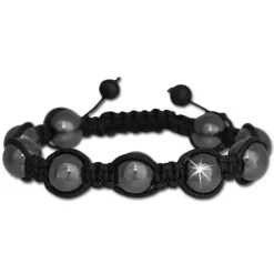 SilberDream Shamballa Armband Luxus schwarz aus Hämatit Kugeln SDY900