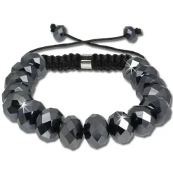 SilberDream Shamballa Armband Glas schwarz 18 geschliffene Kugeln SDA912