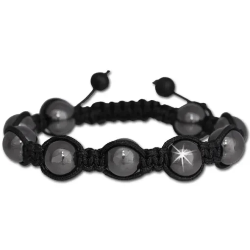 SilberDream Shamballa Armband Luxus schwarz aus Hämatit Kugeln SDY900