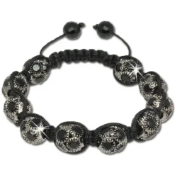 SilberDream Shamballa Armband Zirkonia schwarz 10 Kugeln SDA926