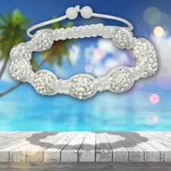 SilberDream Shamballa Armband weiß mit 9 Zirkonia Kugeln weiß SDA930