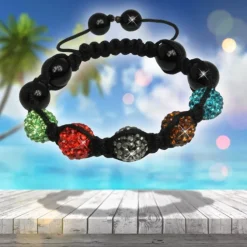 SilberDream Shamballa Armband Zirkonia bunt 5 Glitzer Kugeln SDA925