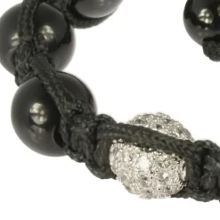 SilberDream Shamballa Armband schwarz mit 3 Kugeln 925 Sterling Silber SDA031