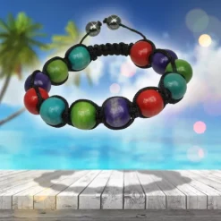 SilberDream Shamballa Armband Holz bunt 14 Kugeln SDA915