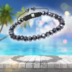 SilberDream Shamballa Armband Glas schwarz 34 geschliffene Kugeln SDA911