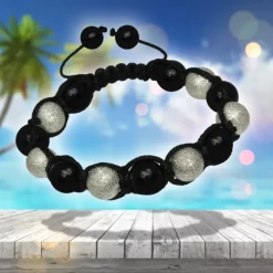 SilberDream Shamballa Armband Stein schwarz / silber SDA913