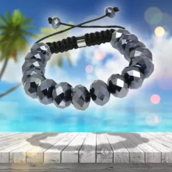 SilberDream Shamballa Armband Glas schwarz 18 geschliffene Kugeln SDA912