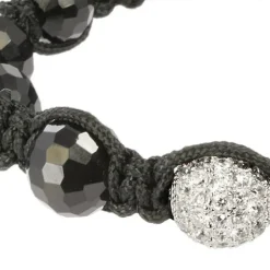 SilberDream Shamballa Armband schwarz 925 Sterling Silber Kugel SDA032