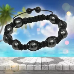 SilberDream Shamballa Armband Hämatit schwarz aus Stein Kugeln SDA919