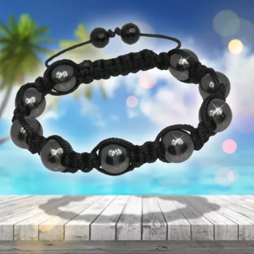 SilberDream Shamballa Armband Hämatit schwarz aus Stein Kugeln SDA919