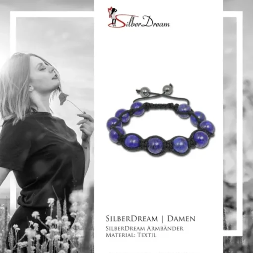 SilberDream Shamballa Armband Aventurin blau aus Stein Kugeln SDA918
