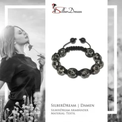 SilberDream Shamballa Armband Zirkonia schwarz 10 Kugeln SDA926