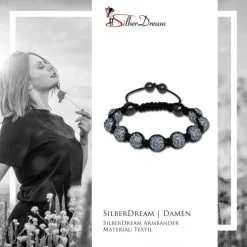 SilberDream Shamballa Armband 9 Zirkonia Kristall Glitzerkugeln SDA921