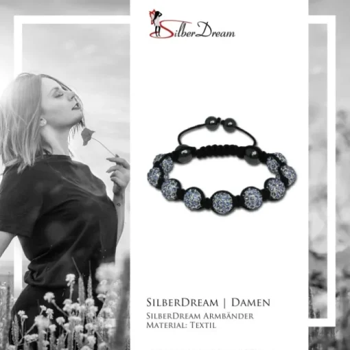 SilberDream Shamballa Armband 9 Zirkonia Kristall Glitzerkugeln SDA921