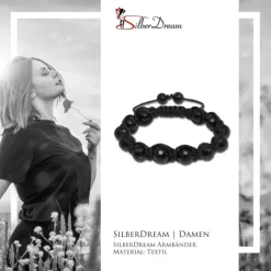 SilberDream Shamballa Armband Glas schwarz 14 geschliffene Kugeln SDA914