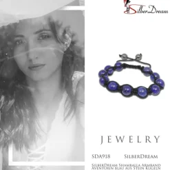 SilberDream Shamballa Armband Aventurin blau aus Stein Kugeln SDA918