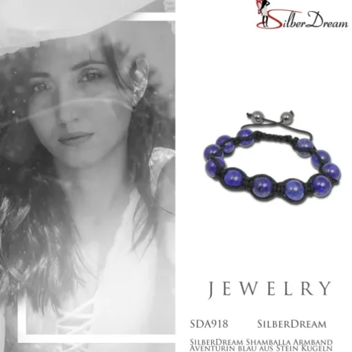 SilberDream Shamballa Armband Aventurin blau aus Stein Kugeln SDA918
