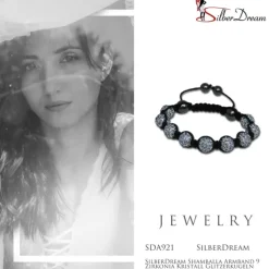 SilberDream Shamballa Armband 9 Zirkonia Kristall Glitzerkugeln SDA921