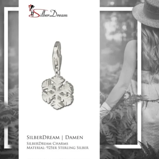 SilberDream Silber Charm Schneeflocke Armband Anhänger FC3115