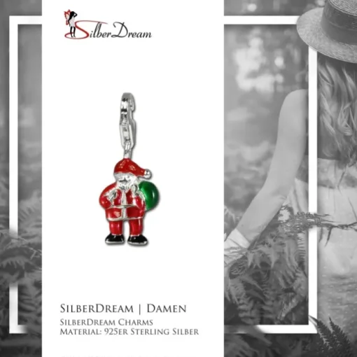 SilberDream Silber Charm Weihnachtsmann Armband Anhänger FC3112