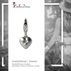 SilberDream Silber Charm 925 Herz matt Armband Anhänger FC504