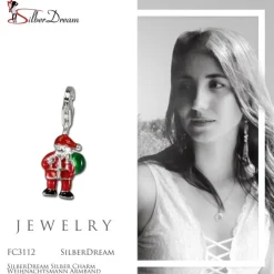 SilberDream Silber Charm Weihnachtsmann Armband Anhänger FC3112