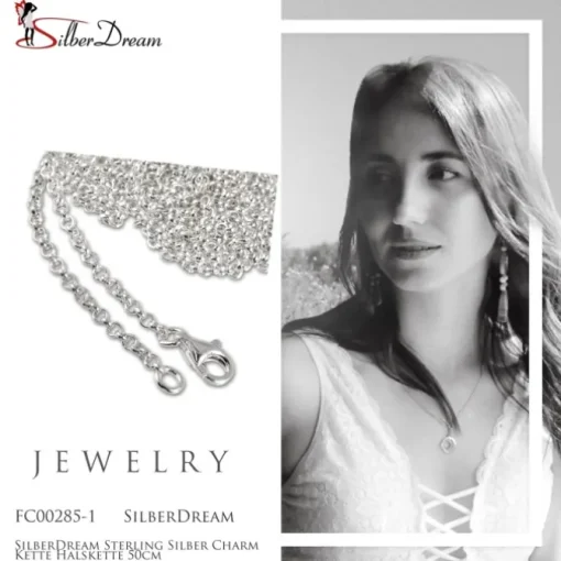 SilberDream Sterling Silber Charm Kette Halskette 50cm FC00285-1