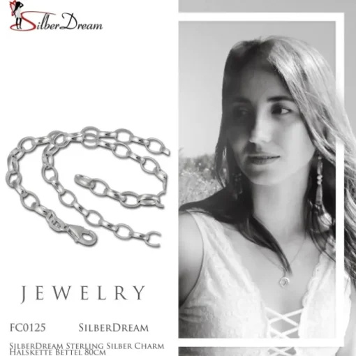 SilberDream Sterling Silber Charm Halskette Bettel 80cm FC0125