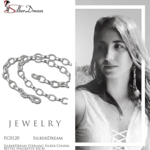 SilberDream Sterling Silber Charm Bettel Halskette 42cm FC0120
