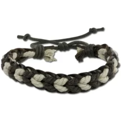 SilberDream Unisex Lederarmband braun/weiß Knotenverschluß Armband LAP524B