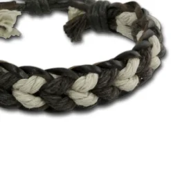 SilberDream Unisex Lederarmband braun/weiß Knotenverschluß Armband LAP524B