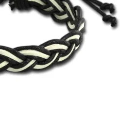 SilberDream Unisex Lederarmband schwarz/weiß Knotenverschluß Armband LAP533S