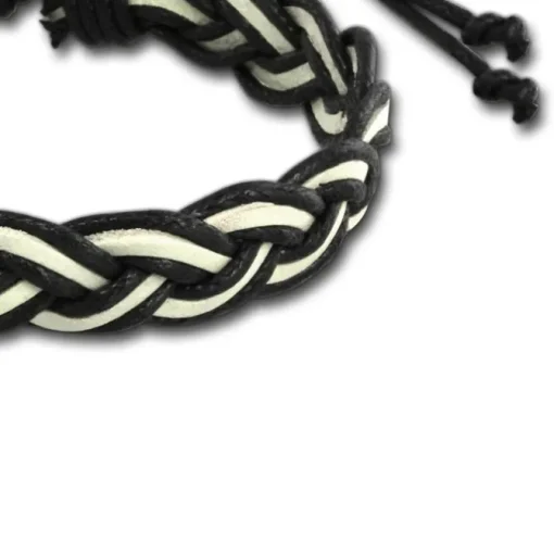 SilberDream Unisex Lederarmband schwarz/weiß Knotenverschluß Armband LAP533S