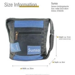 Sunsa Damen Canvas Jeans blau Hobo schwarz OTA204S