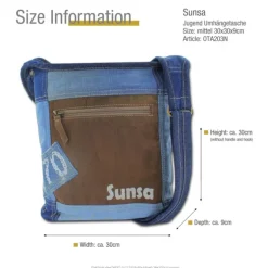Sunsa Damen Canvas Tasche Jeans Crossbody Hobo Bag blau OTA203N