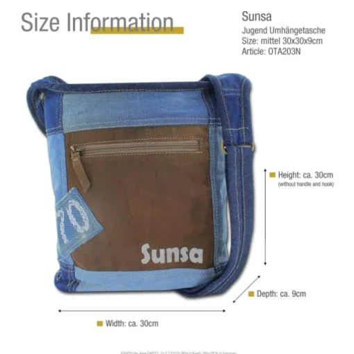 Sunsa Damen Canvas Tasche Jeans Crossbody Hobo Bag blau OTA203N