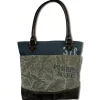 Sunsa Shopper Canvas Leder grau blau OTA501F