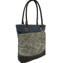Sunsa Shopper Canvas Leder grau blau OTA501F
