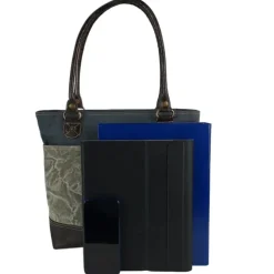 Sunsa Shopper Canvas Leder grau blau OTA501F