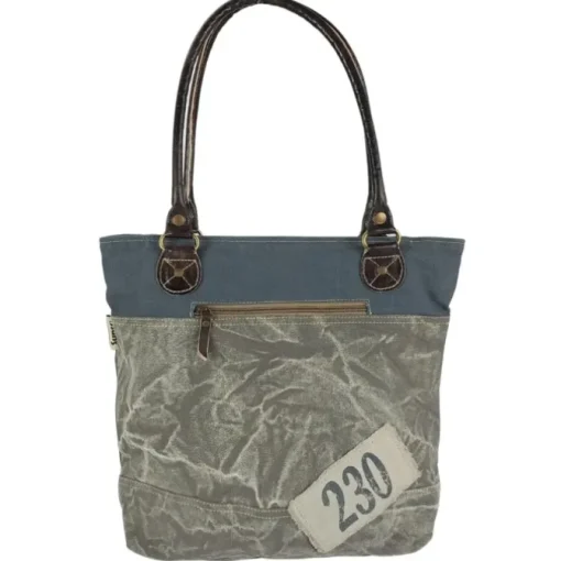 Sunsa Shopper Canvas Leder grau blau OTA501F