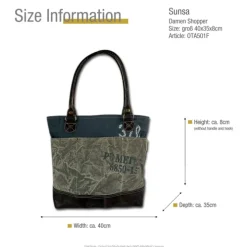 Sunsa Shopper Canvas Leder grau blau OTA501F
