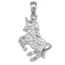 Teenie-Weenie Kettenanhänger Einhorn Zirkonia weiß Kinder 925er Silber SDH458W