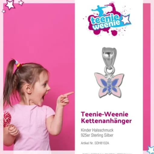 Teenie-Weenie Kettenanhänger Schmetterling rosa für Kinder 925er Silber SDH8102A