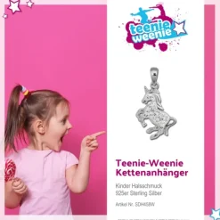 Teenie-Weenie Kettenanhänger Einhorn Zirkonia weiß Kinder 925er Silber SDH458W
