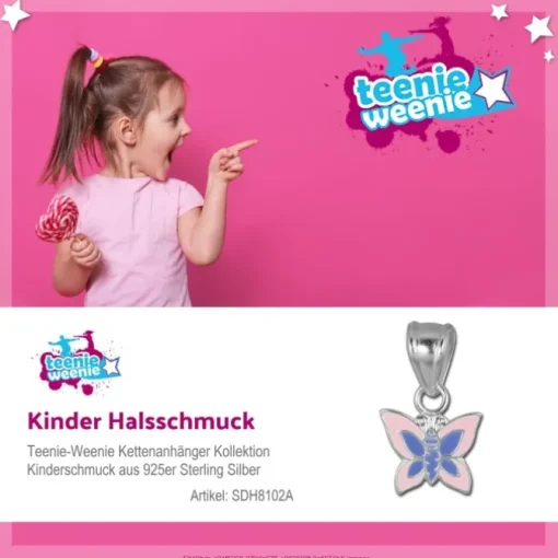Teenie-Weenie Kettenanhänger Schmetterling rosa für Kinder 925er Silber SDH8102A