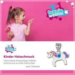Teenie-Weenie Kettenanhänger Einhorn lila/weiß für Kinder 925er Silber SDH8105W