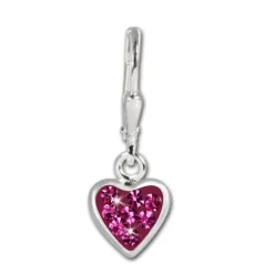 Teenie-Weenie Kinder Ohrhänger Herzchen Zirkonia pink 925er Ohrring SDO016P
